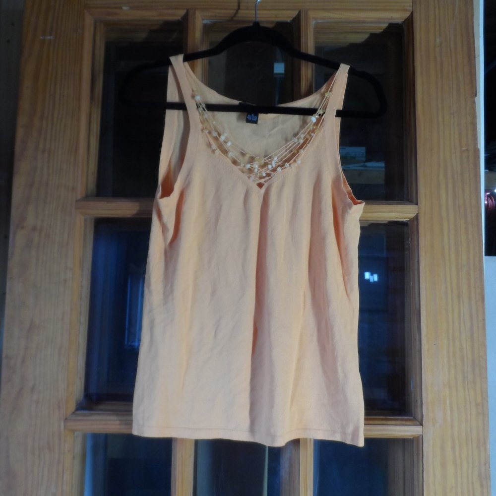 Peach/Orange Beaded Alfani Tank - Size M